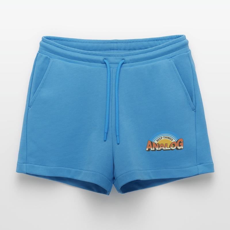 Keep Things Analog – Retro Tech-Statement Organic Relaxed Cropped Shorts Made in EU