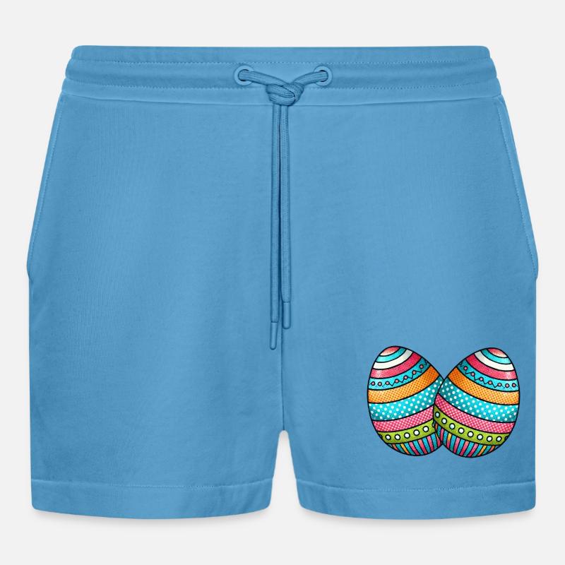 Egg Easter Egg 2 - Organic Relaxed Cropped Shorts Made in EU -  Sol Blue