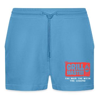 The Grillmaster BBQ Grilling Cult Saying - Organic Relaxed Cropped Shorts Made in EU -  Sol Blue - Front