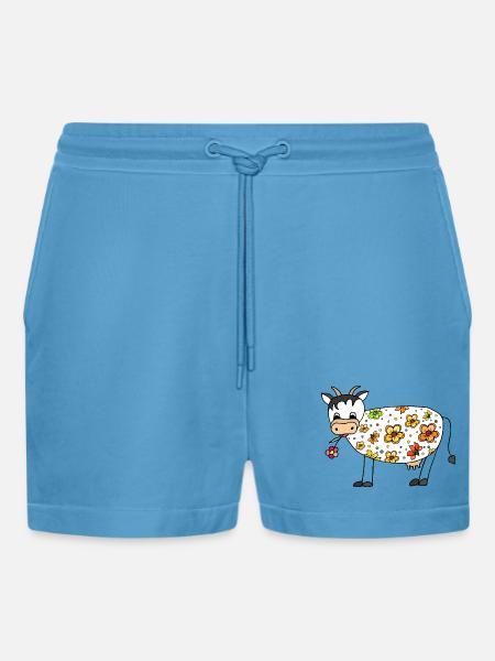 Vache - Short bio décontracté court fabriqué en UE - Sol Blue