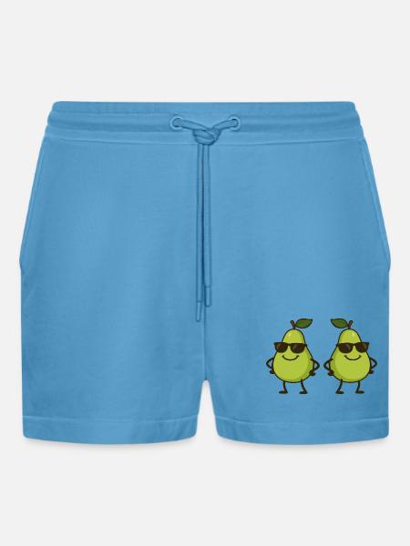 birne comic cool 2 - Organic Relaxed Cropped Shorts Made in EU -  Sol Blue