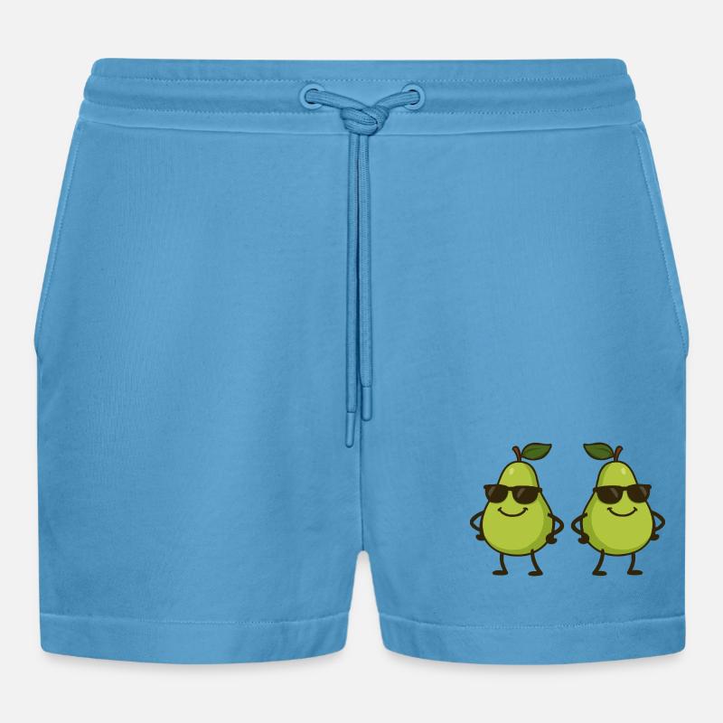 Pear Comic Cool 2 - Organic Relaxed Cropped Shorts Made in EU -  Sol Blue