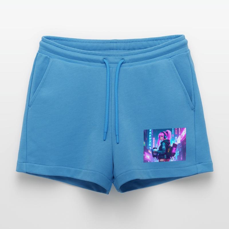 Cyber DJ Coder – Beats, Bytes & Blinks Organic Relaxed Cropped Shorts Made in EU