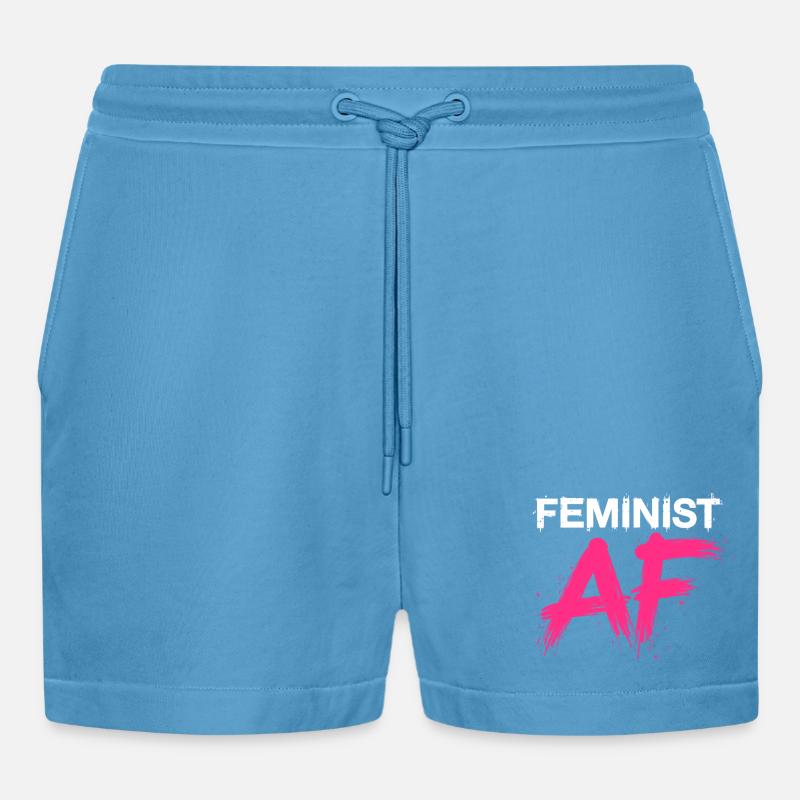 Feminist AF Statement Spruch Sprüche - Organic Relaxed Cropped Shorts Made in EU -  Sol Blue