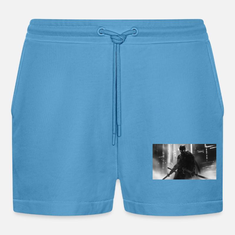 Urbaner Samurai im schwarzen Schatten - Organic Relaxed Cropped Shorts Made in EU -  Sol Blue