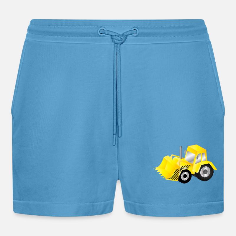 Strahlend gelber Bagger mit Power - Organic Relaxed Cropped Shorts Made in EU - Sol Blue