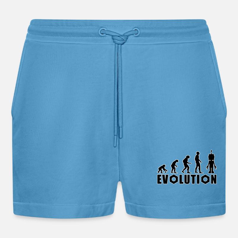 Evolution von Mensch zu Android - Organic Relaxed Cropped Shorts Made in EU -  Sol Blue