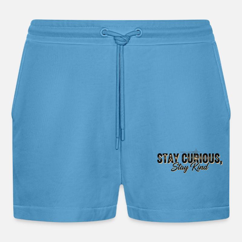 Stay Currious Stay Kind Design Éclectique  - Short bio décontracté court fabriqué en UE -  Sol Blue