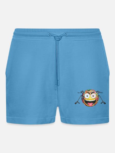 Triple Moji - Organic Relaxed Cropped Shorts Made in EU - Sol Blue