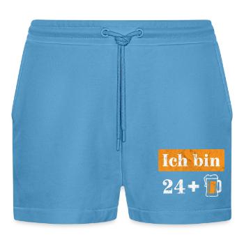 Ich bin 24 plus Bier 25. Geburtstag - Organic Relaxed Cropped Shorts Made in EU -  Sol Blue - Vorne