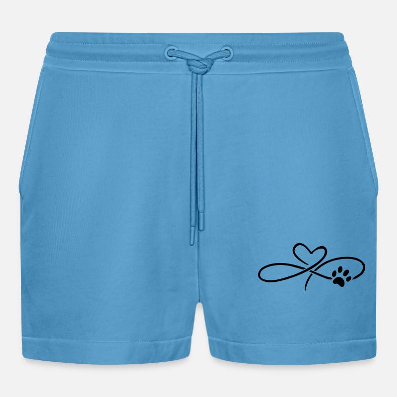 Infinity Herz mit Pfote Hund Katze - Organic Relaxed Cropped Shorts Made in EU - Sol Blue