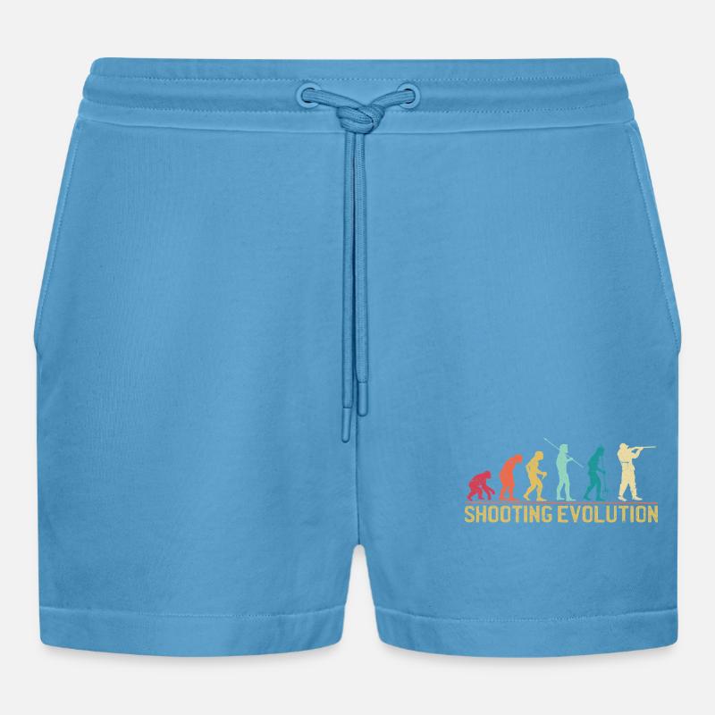 Shooting Evolution Progression Design - Organic Relaxed Cropped Shorts Made in EU -  Sol Blue