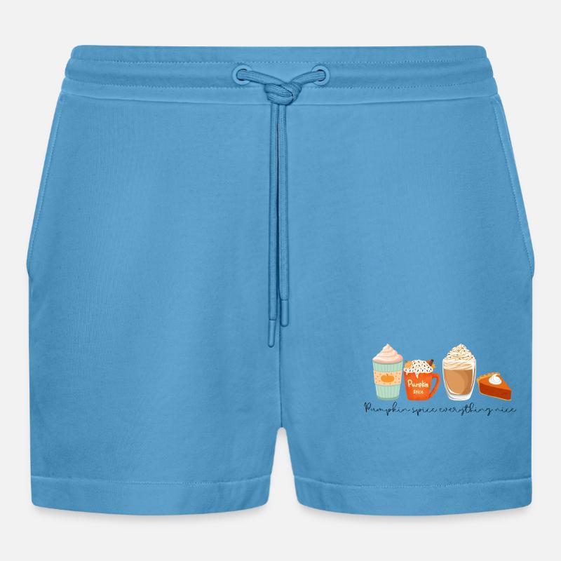 ☕ Pumpkin Spice Everything Nice 🎃 - Organic Relaxed Cropped Shorts Made in EU -  Sol Blue