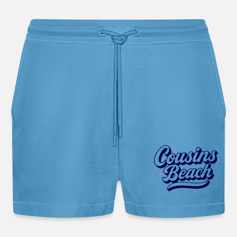 Cousins Beach - Conception de script rétro - Short bio décontracté court fabriqué en UE -  Sol Blue