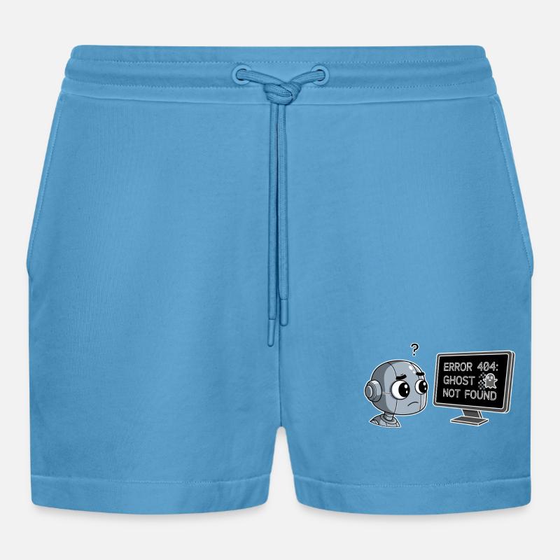 Error 404: Ghost Not Found - Organic Relaxed Cropped Shorts Made in EU - Sol Blue