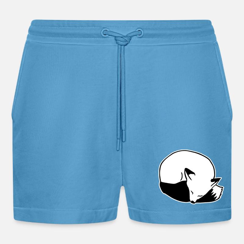 Fuchs schlafend: Niedlich, Kawaii & Comic Stil - Organic Relaxed Cropped Shorts Made in EU -  Sol Blue