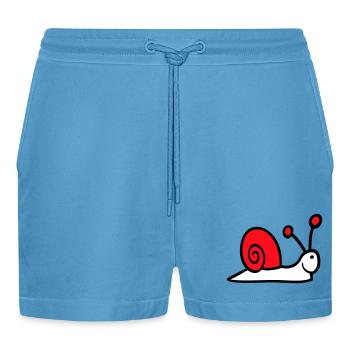 Snail Shell Cute Cute Happy Cool - Organic Relaxed Cropped Shorts Made in EU -  Sol Blue - Front