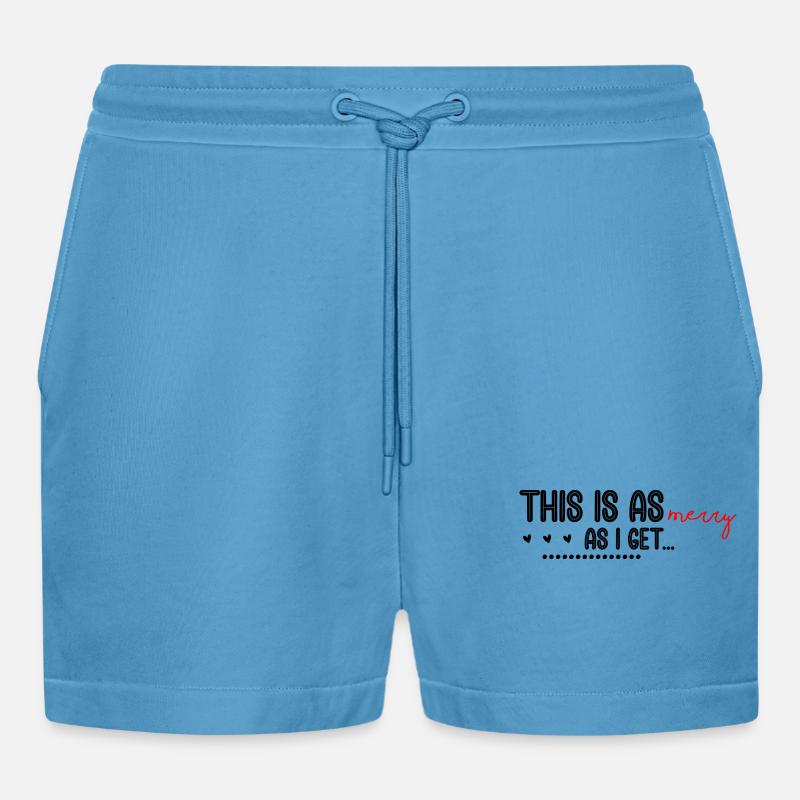 Merry Red Script Logo auf Schwarz - Organic Relaxed Cropped Shorts Made in EU -  Sol Blue
