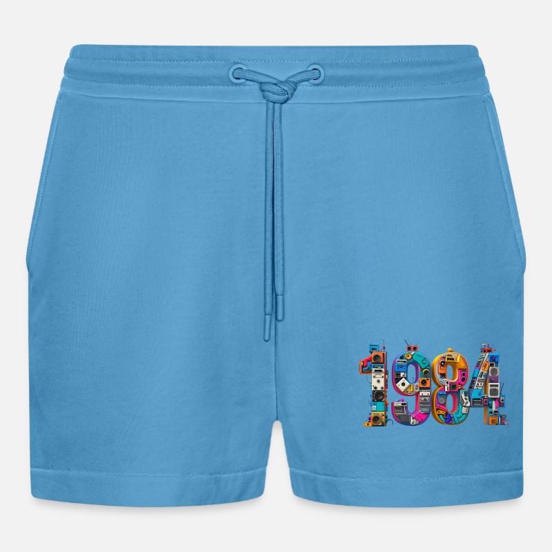 1984 – Abitur, Geburt oder Heirat  - Organic Relaxed Cropped Shorts Made in EU -  Sol Blue