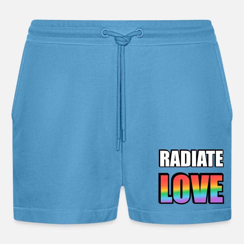 Strahlen Sie Liebe Regenbogen aus - Organic Relaxed Cropped Shorts Made in EU - Sol Blue
