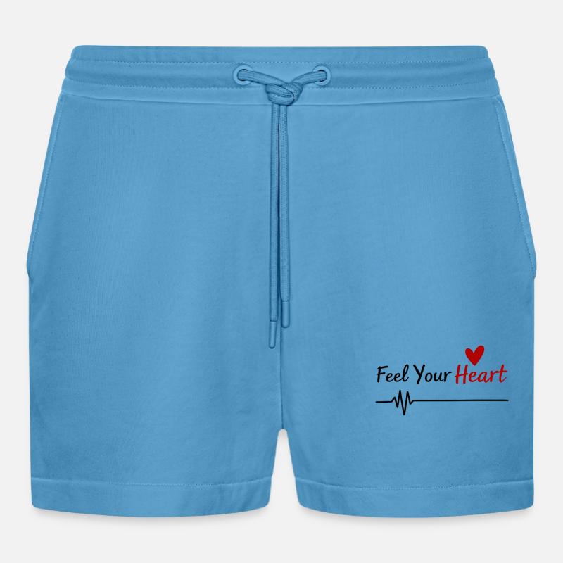 Feel Your Heart Statement Spruch - Organic Relaxed Cropped Shorts Made in EU -  Sol Blue