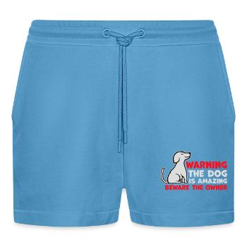 Attention chien est incroyable Attention propriétaire Hunde Haustier - Short bio décontracté court fabriqué en UE -  Sol Blue - Devant