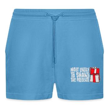Most Likely to Shake the Presents Christmas Fun - Organic Relaxed Cropped Shorts Made in EU -  Sol Blue - Front