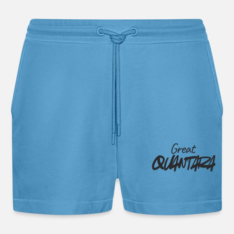 Great Quantity Graffiti Script - Organic Relaxed Cropped Shorts Made in EU -  Sol Blue