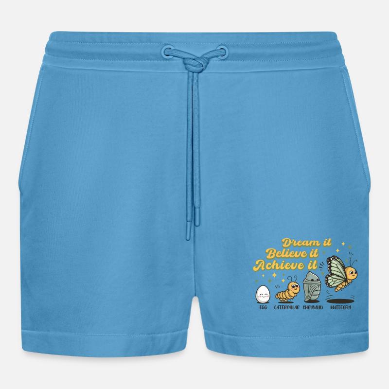 Chenille Papillon Ecole Evolution Cadeau - Short bio décontracté court fabriqué en UE -  Sol Blue