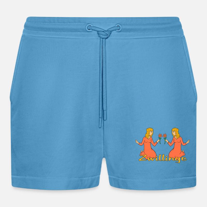 Sternzeichen Zwillinge mit einer Blume - Organic Relaxed Cropped Shorts Made in EU -  Sol Blue