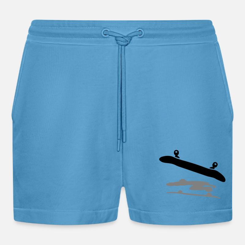 Skateboard - Organic Relaxed Cropped Shorts Made in EU -  Sol Blue