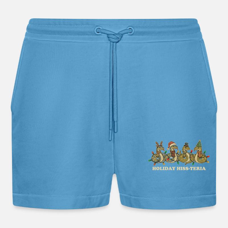 King Python Christmas Lights Gift - Organic Relaxed Cropped Shorts Made in EU -  Sol Blue