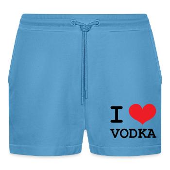 Ich liebe Wodka – Alkohol - Organic Relaxed Cropped Shorts Made in EU -  Sol Blue - Vorne