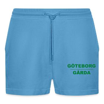 Göteborg Gårda – Green-black design - Organic Relaxed Cropped Shorts Made in EU -  Sol Blue - Front