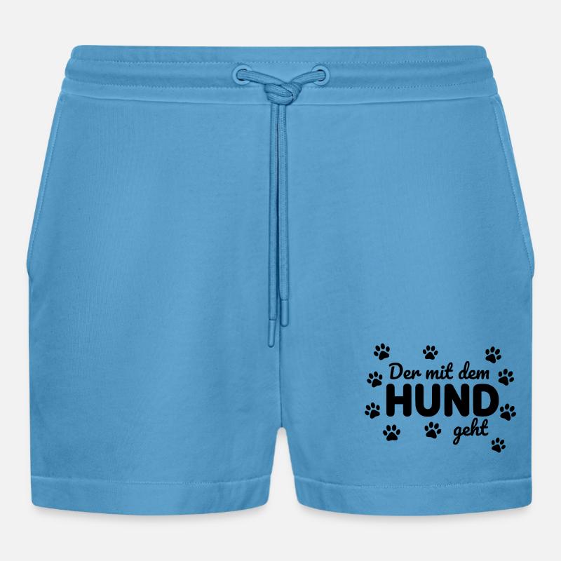 Lustiger Hunde Spruch Statement gassi gehen - Organic Relaxed Cropped Shorts Made in EU - Sol Blue
