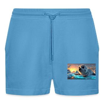 Süßes Robbenbaby auf Eisscholle - Organic Relaxed Cropped Shorts Made in EU -  Sol Blue - Front