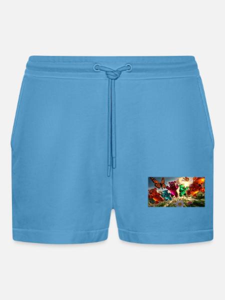 Gummibärchen-Abenteuer im Frühlingslicht - Organic Relaxed Cropped Shorts Made in EU -  Sol Blue