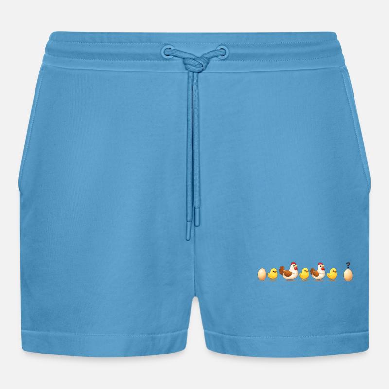 Evolution egg chick hen darwin - Organic Relaxed Cropped Shorts Made in EU -  Sol Blue