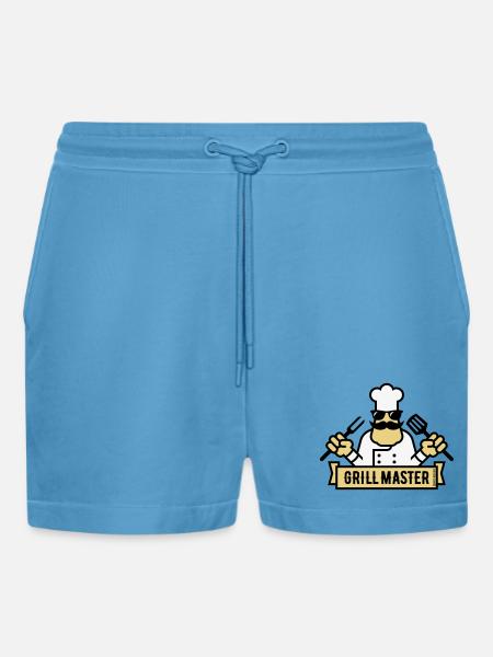 Grill Master (Grilling / Barbecue / BBQ / 3C) - Organic Relaxed Cropped Shorts Made in EU -  Sol Blue