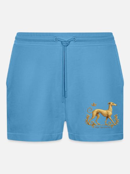Libérez le Galgo - Broderie n°01 - Short bio décontracté court fabriqué en UE -  Sol Blue