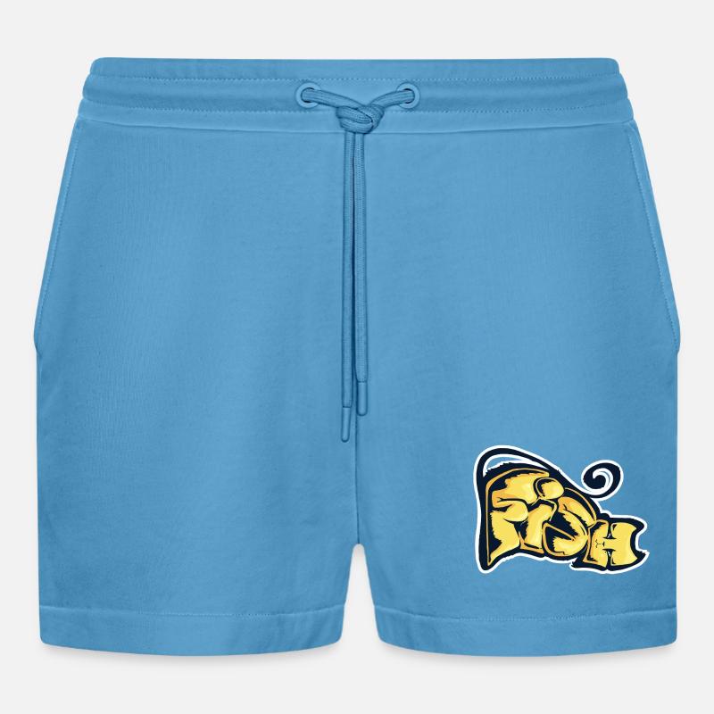 Fisch, ein gezogenes Wort - Organic Relaxed Cropped Shorts Made in EU -  Sol Blue