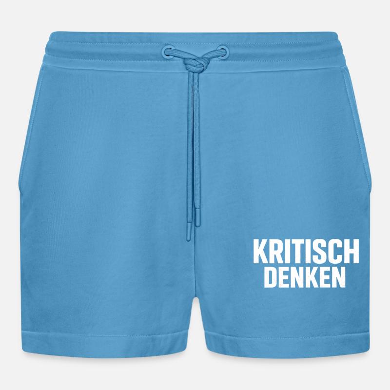 Critical thinking – clear statement look - Organic Relaxed Cropped Shorts Made in EU - Sol Blue
