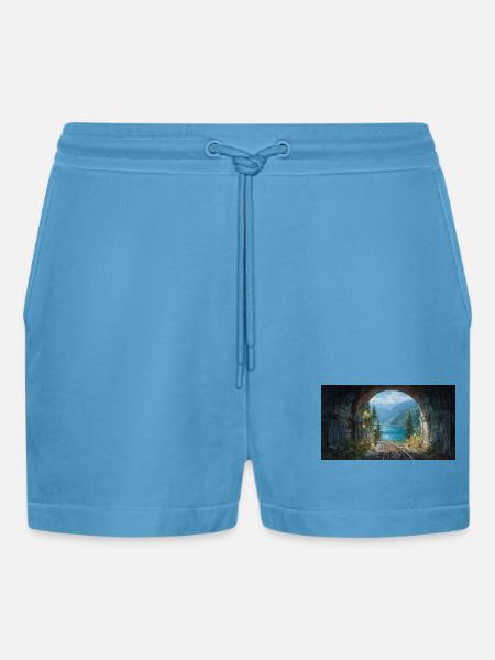 Cozy View at the Window - Organic Relaxed Cropped Shorts Made in EU -  Sol Blue