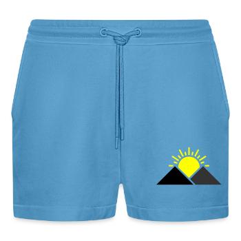 Sonne Berge Landschaft - Organic Relaxed Cropped Shorts Made in EU -  Sol Blue - Vorne