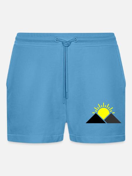 Sun Mountains Landscape - Organic Relaxed Cropped Shorts Made in EU - Sol Blue