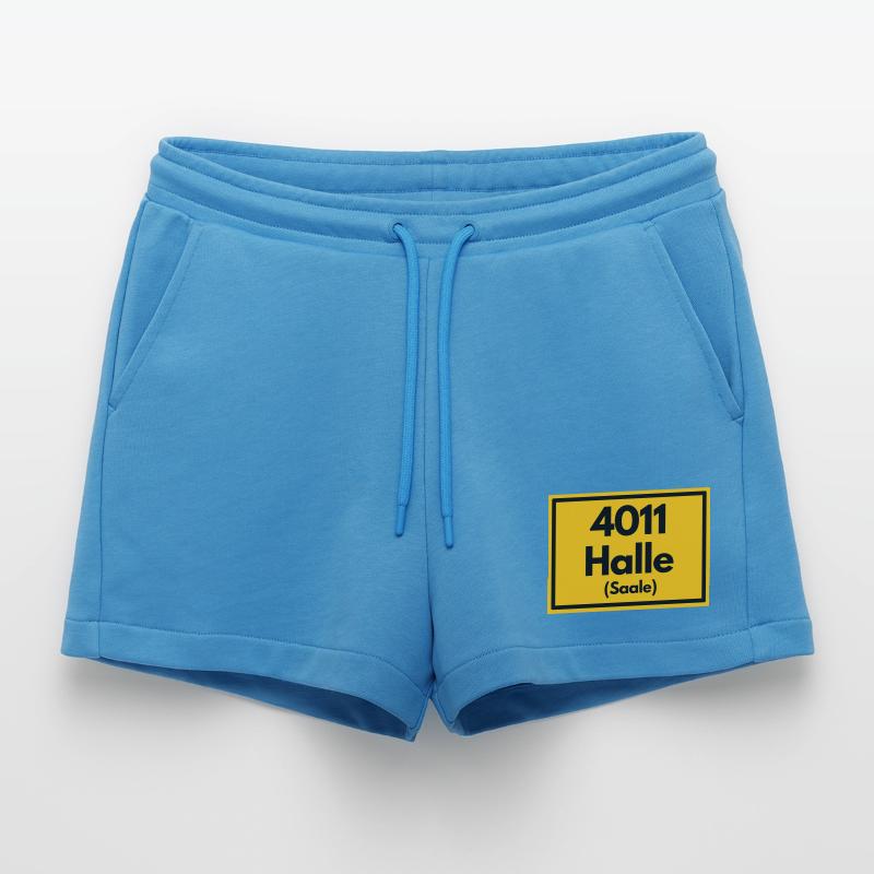 OLD POSTCODE POSTCODE RETRO 4011 HALLE (SAAALE) Organic Relaxed Cropped Shorts Made in EU