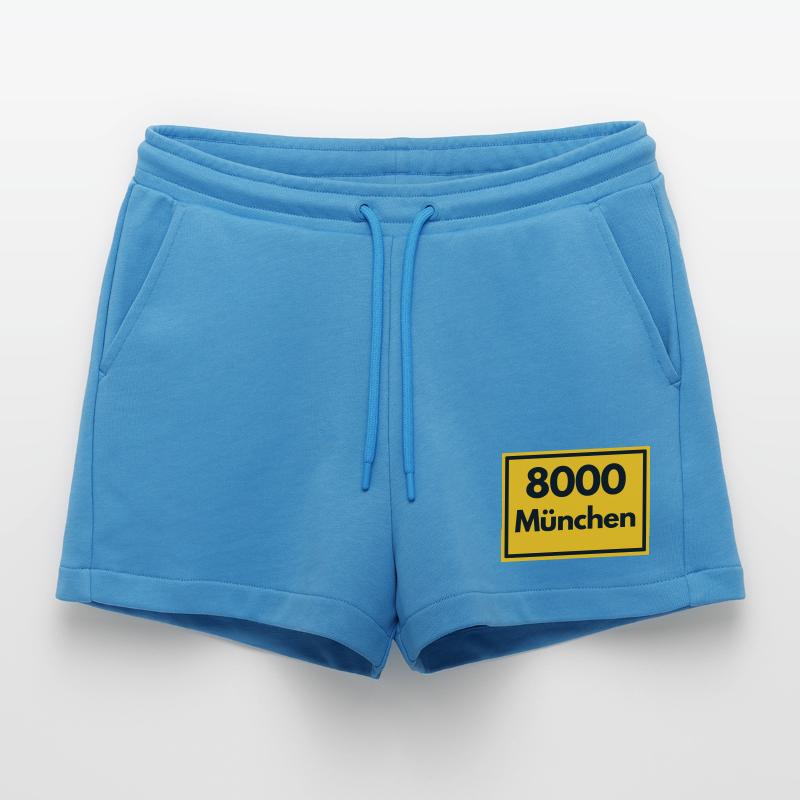 OLD POSTCODE POSTCODE RETRO 8000 MUNICH BAVARIA Organic Relaxed Cropped Shorts Made in EU