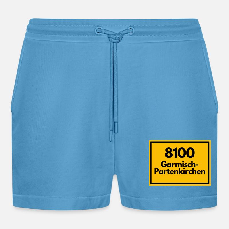 OLD POSTCODE POSTCODE 8100 GARMISCH-PARTENKIRCHEN - Organic Relaxed Cropped Shorts Made in EU -  Sol Blue