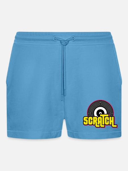 Graphique de disque vinyle Scratch DJ - Short bio décontracté court fabriqué en UE -  Sol Blue