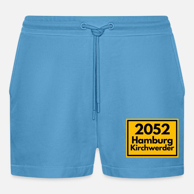 OLD POSTCODE POSTCODE 2053 HAMBURG KIRCHWERDER - Organic Relaxed Cropped Shorts Made in EU -  Sol Blue